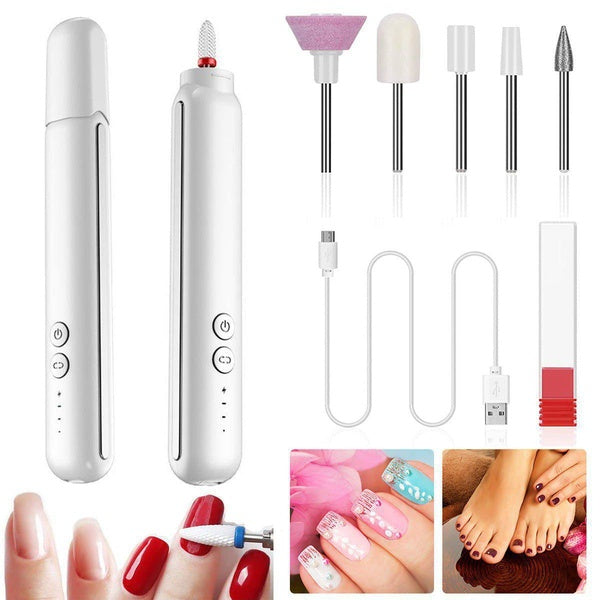 Electric Cordless Nail Drill Machine for Acrylic Nails, Rechargeable Toenail Sander for Thick Nails, Manicure Set with Bits, Professional Nail File