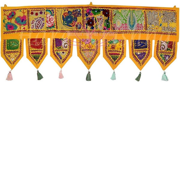 Patchwork Indian Door Toran Handmade Banjara Window Valance Embroidered Gypsy Large Door Hanging Boho Curtain Topper JC03E