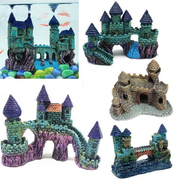 Resin Aquarium Decoration Antique Castle Fish Tank Hideaway Landscape Decorative Ornament