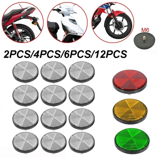 2-4-6-12pcs Circular Reflector M6x1.0 Universal Car Trucks Motorcycle ATV Bikes Bicycle Reflector Safety Reflector Motorcycles Accessories