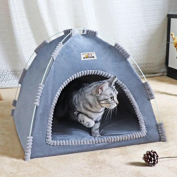 Pet Tent Cats House Products Warm Cushions Furniture Sofa Basket Beds Winter Clamshell Kitten Tents Outdoor Pet Bed Cat Houses