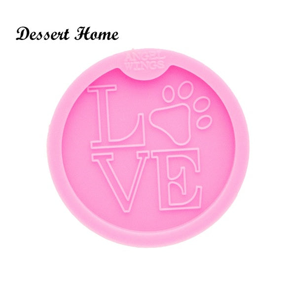 DY0850 Résine Silicone Moule-Amour avec Patte Imprimer Voiture Coaster Moule-Époxy Moule Résine Artisanat-Super Brillant Résine Moule
