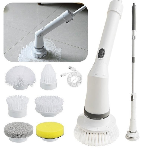8IN1 Household Cleaning Brush 2 Gears Cordless Spin Scrubber USB Charge Handheld Cleaning Brush for Bathroom-Tub-Wall Tiles- Floor-Kitchen
