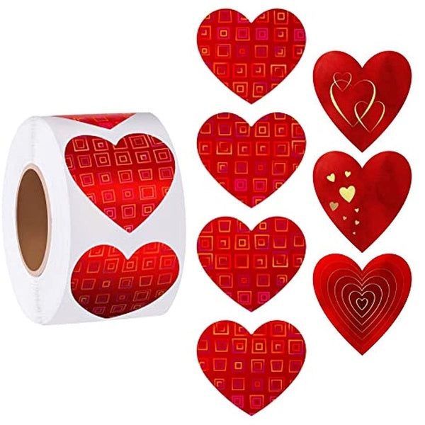 Paper Packaging Sticker Adhesive Gift Box For Card Envelope Self-adhesive Red Heart Shape Labels 500pcs-roll Wedding Party Decoration Sticker Packing