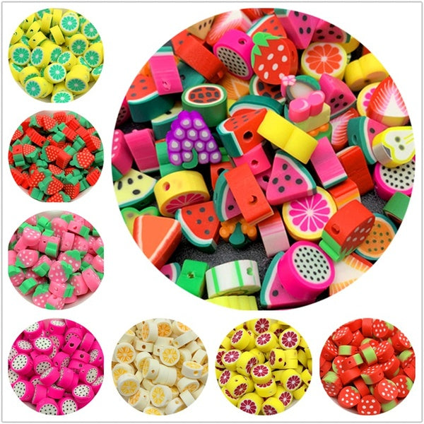 20pcs-Lot 10mm Mixed Colors Fruit Shape Clay Spacer Beads Polymer Clay Beads For Jewelry Making DIY Handmade Accessories