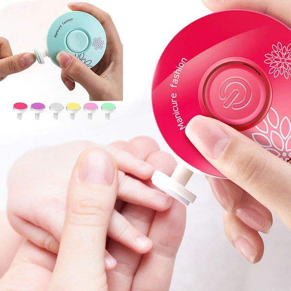 Baby Care Nail Trimmer Adult Manicure Polishing tools Electric Nail Pedicure Clippers Cutter Infant Polisher Scissors 6pcs Grinding Heads Nail Trimme