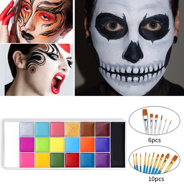 20 Color Oil Paint Body Painting Profession Makeup Palette Face Art Painting Oil Safe Cosmetic Flash Tattoo Painting Art Palette Drama Joker Party Ha