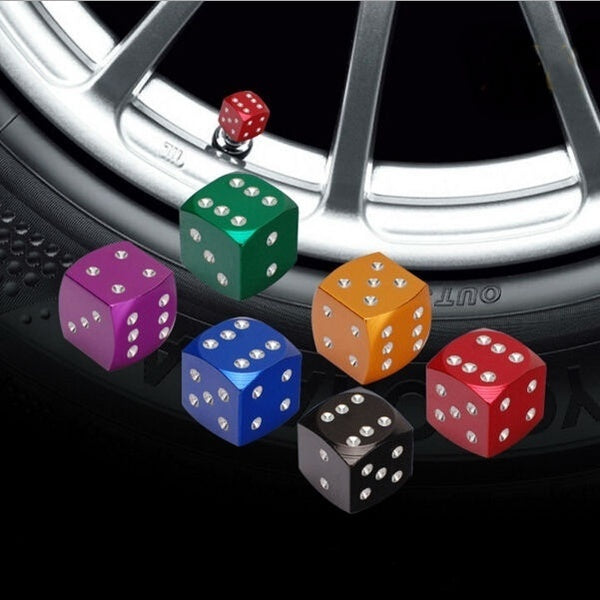 4pcs Aluminum Car Truck Motocycle Bike Dice MTB Wheel Stem Tyre Tire Wheel Stem Air Valve Dust Cap Cover Wheel Rims Accessories