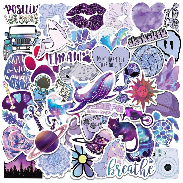 10-50pcs Cartoon purple stickers ins cute Aesthetic Stickers DIY Luggage Laptop Skateboard Motorcycle Bicycle Sticker