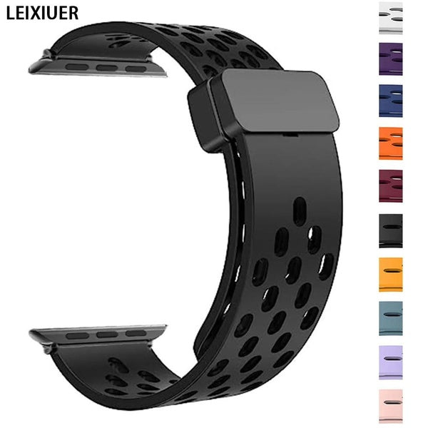 LEIXIUER Silicone Band Strap for Smart Watch Ultra 2-Ultra 49mm 9 8 7 41mm 45mm Magnetic Sport Breathable Bracelet Accessories for Watch Series 6 5 S Matron Inn