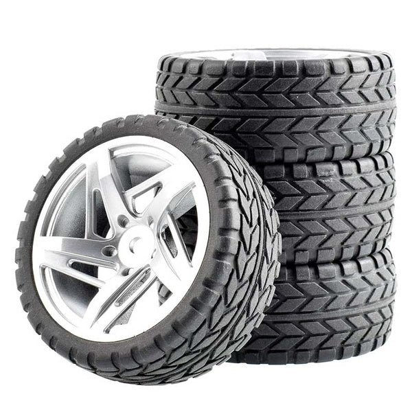 RC Rim01-6017 Rubber Tires & Plastic Wheel 4Pcs For HSP HPI 1:10 On-Road Car