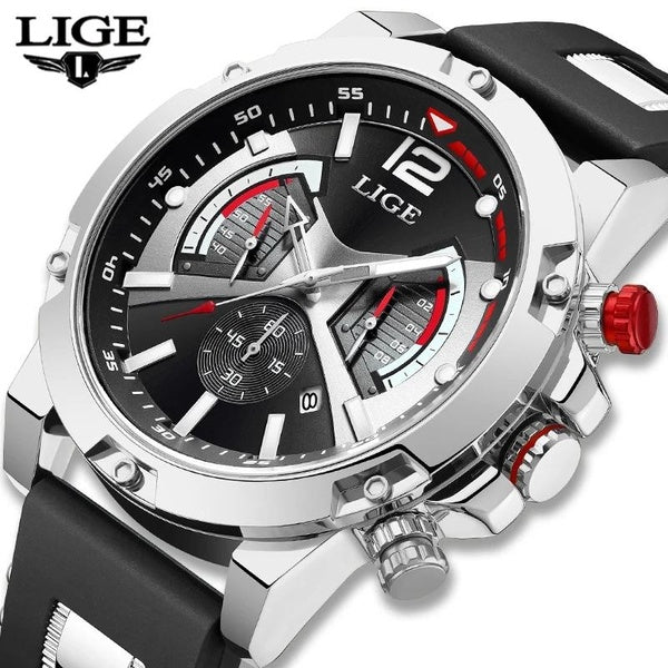 LIGE Montre Homme Décontractée De Luxe Étanche Lumineuse Chronographe Date Homme Montre-Bracelet Militaire Quartz Montres Homme Haute Qualité