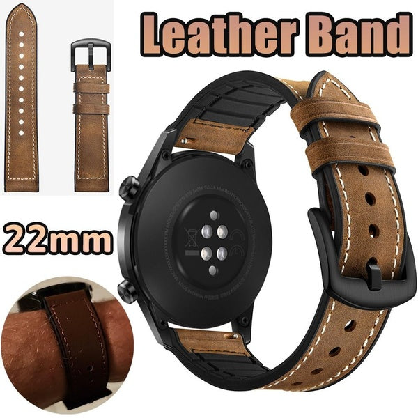 Bracelet de montre 22 mm pour Huawei Watch GT 2-2e Bracelet 46 mm Bracelet en cuir véritable Bracelet Boucles en métal Bracelet Smart Watch Accessoir