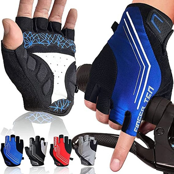 Cycling Gloves for Men Half Finger Road Bike Padded Fingerless Mountain Biking Anti Slip Breathable for Summer Motorcycle MTB Outdoor Sports