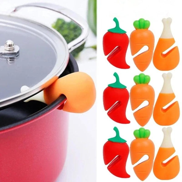 1Pcs Silicone Pot Lid Anti-spill Rack Heat-resistant Anti-Overflow Stoppers Pot Cover Lifter Holder Creative Kitchen Tool