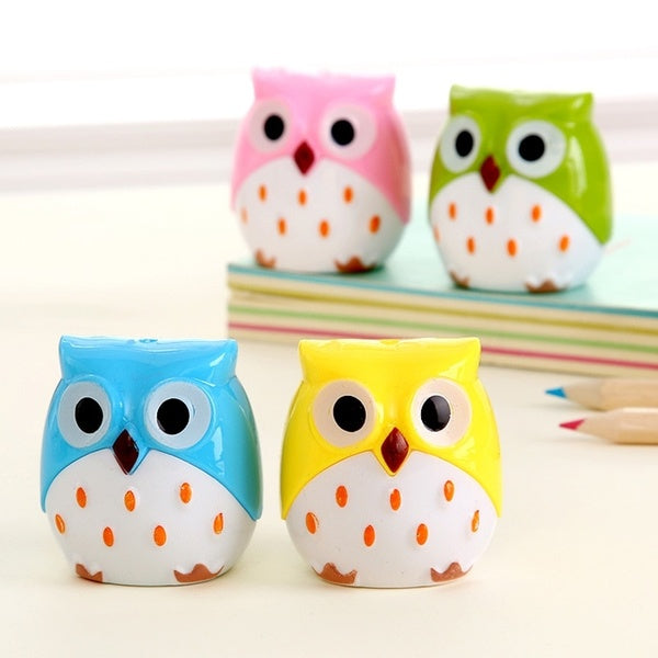 Cute Kawaii Cartoon Animal Owl Plastic Two Holes Pencil Sharpener For Kids Novelty Item School Supplies Stationery