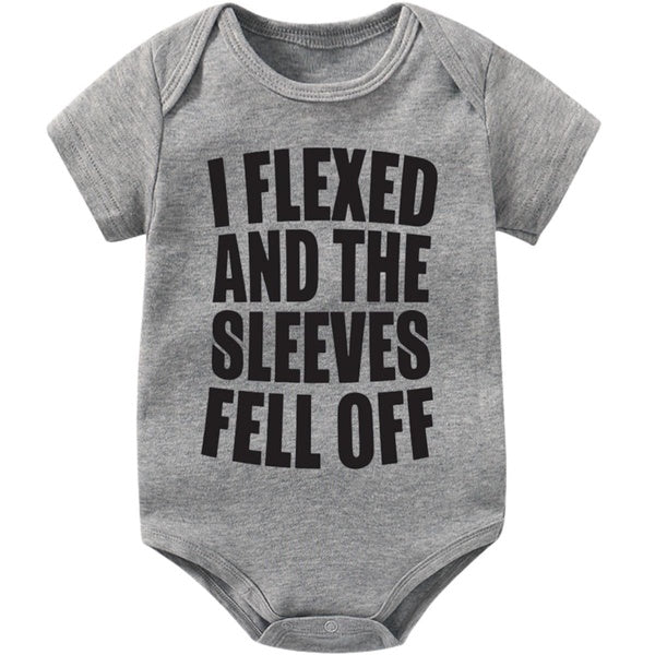 I Flexed and The Sleeves Fell Off Baby Onesies,Funny Summer Short Sleeve Bodysuits,Creeper Infant One-piece for Boys Girls,Novelty Graphic,Cotton Jum