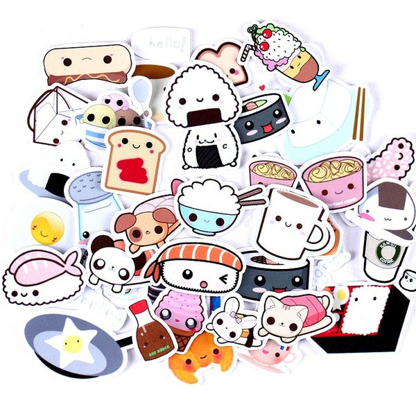 36 pcs - 18 pcs Coréen Mignon Autocollant Créatif Mignon Kawaii Self-made Expression Alimentaire Scrapbooking Autocollants Autocollant Décoratif DIY