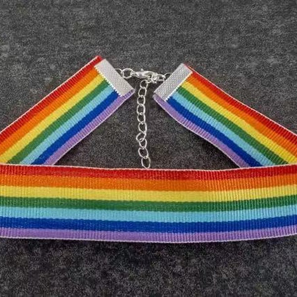 Gay Pride Choker, Pride Choker, Rainbow Choker, Lesbian Choker, Bijoux Gay Pride, Pride Flag Choker Gay LGBTQIA