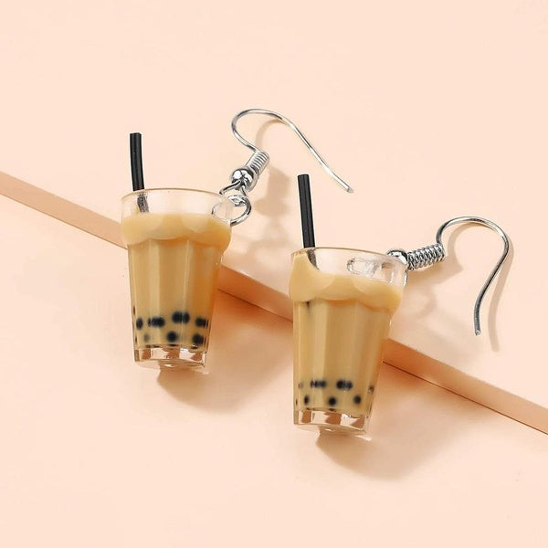 Fashion cute bubble tea stud earrings Simulation food play bubble tea pendant (bullet)