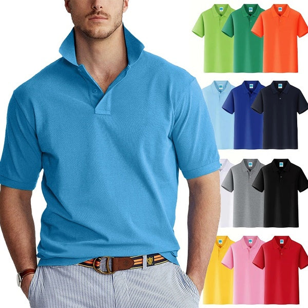 Men's Summer Fashion Short Sleeve Top Candy Color Breathable Lapel Slim T-Shirt Sports Casual Golf Men's Summer Shirt