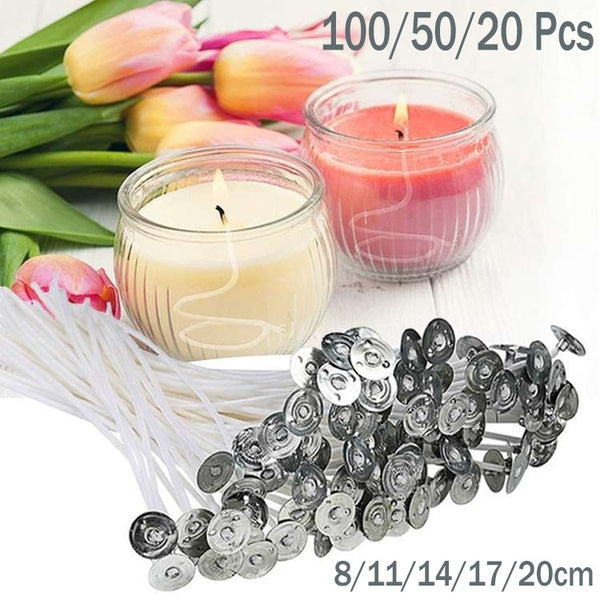 100-50-20 Pcs Candle Wicks Smokeless Wax Pure Cotton Core DIY Candle Making Pre-waxed Wicks for Party Supplies