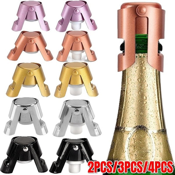 2PCS-3PCS-4PCS Champagne Stopper, Stainless Steel Bottle Sealer for Champagne, Cava, Prosecco & Sparkling Wine, Champagne Saver Plug, Compact Champag