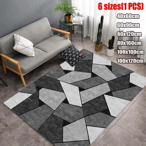 6 Sizes Non-slip Floor Mat Rectangular Carpet Geometric Puzzles Runner Rug for Bedroom-Living Room-Dining Room-Kitchen Home Décor（40x60cm-60x90cm-80x