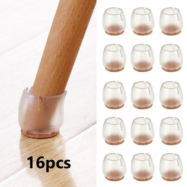 16pcs Silicone Chair Leg Caps Feet Pads Furniture Table Covers Socks Floor Protectors Round Bottom Non-Slip Caps