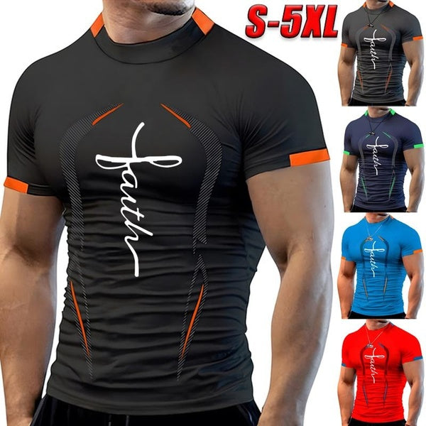 New Men's Short Sleeve Quick Dry Tee Shirt Slim Sport Fitness T-Shirt Bodybuilding Muscle Shirt Workout Tee 8 Colors
