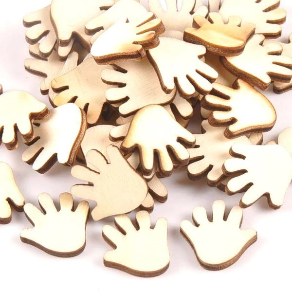 50pcs Unfinished Wooden Ornaments For Scrapbooking Hand Shape Wood Slices DIY Crafts Handmade Home Decoration Accessories 20x20mm m0994