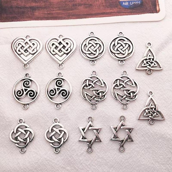 35pcs Triquetra Symbol Pendants Jewelry Making Triquetra Symbol Charms For Bracelet Making Antique Silver Color