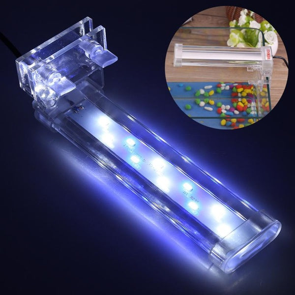 Bright Aquarium LED Lighting Lamp Fish Tank Clip Light Crystal 8-12-16-26-38CM Blue+White Plant Grow Photosynthesis Light Decoration