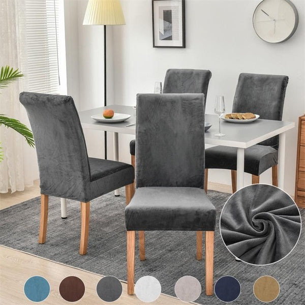 Velvet Stretch Dining Room Chair Covers Soft Removable Dining Chair Slipcovers 1-2-4PCS for Hotel Dining Room Home Decoration
