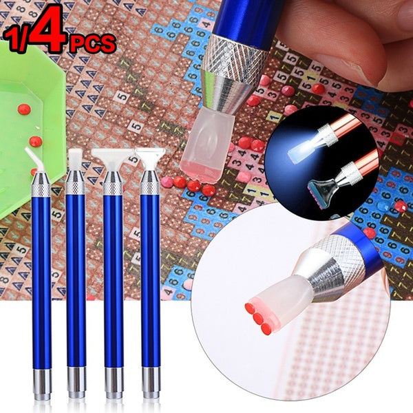1-4pcs DIY Diamond Painting Tool Crafts Crystal Cross Stitch Embroidery Lighting Point Drill Pen 5D Diamond Painting Sewing Accessories 2 Colors
