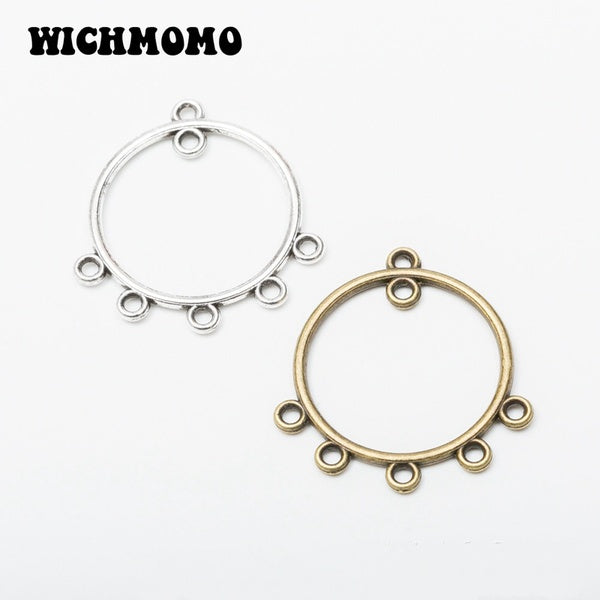New 10pieces-bag 30*29mm Zinc Alloy Rounds Connector Charms Linker DIY Components for Earrings Necklace Jewelry Making