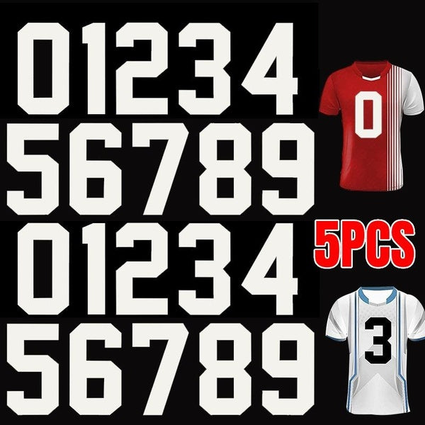 5pcs Iron on Numbers Jersey Heat Transfer Numbers for Team Uniform, Sports T-Shirt, Football, Basketball, Baseball
