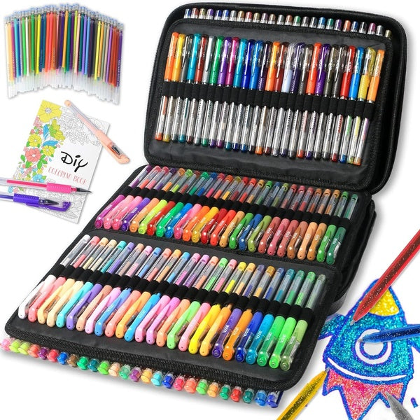 320 Pack Glitter Gel Pens Set, 160 Colors Pens Include 156 Glitter Pens, 4 Metallic Sparkle Pen With 160 Refills, Canvas Bag For Adults Coloring Book