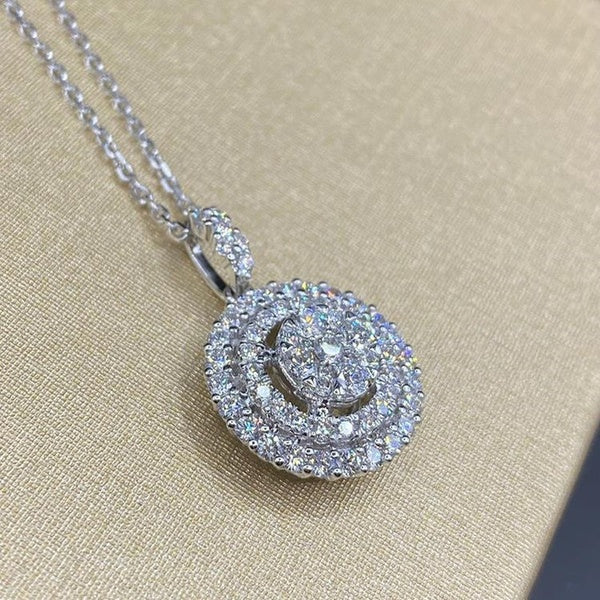 Nouveau pendentif rond Cricle multicouche à la mode rempli de collier de charme Moissanite brillant infini pour les femmes fête Banquet mariée femme