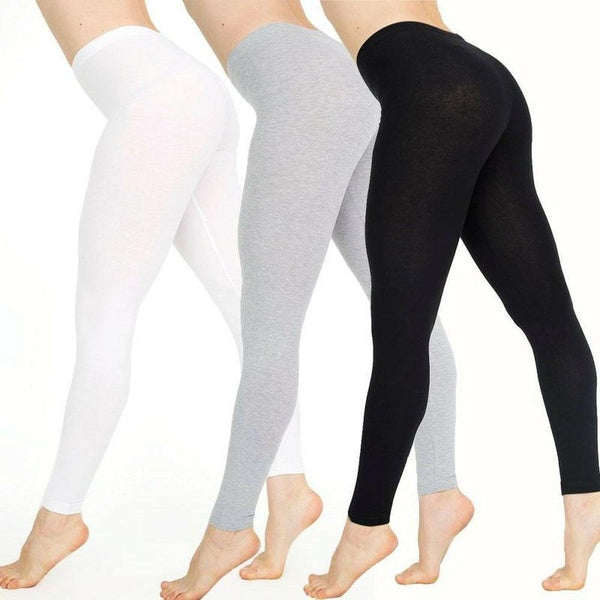 Leggings en coton pour femmes, couleur unie, taille basse, Slim, collants moulants, thermiques