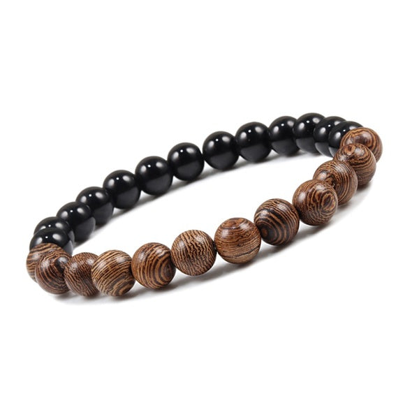Perles de bois Bracelets Hommes Noir Ethinc Élastique Pierre Naturelle Bracelet Femmes Hommes Méditation Yoga Prière Bijoux Homme