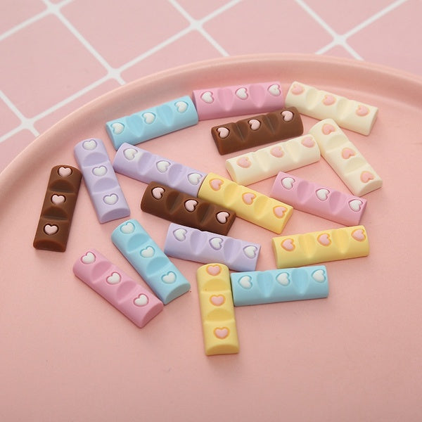 20Pcs-lot 28*12mm Simulation Chocolate Block DIY Resin Accessories Flatback Cabochon Fake Food Fit Phone Decoration Scrapbooking Craft Matron Inn