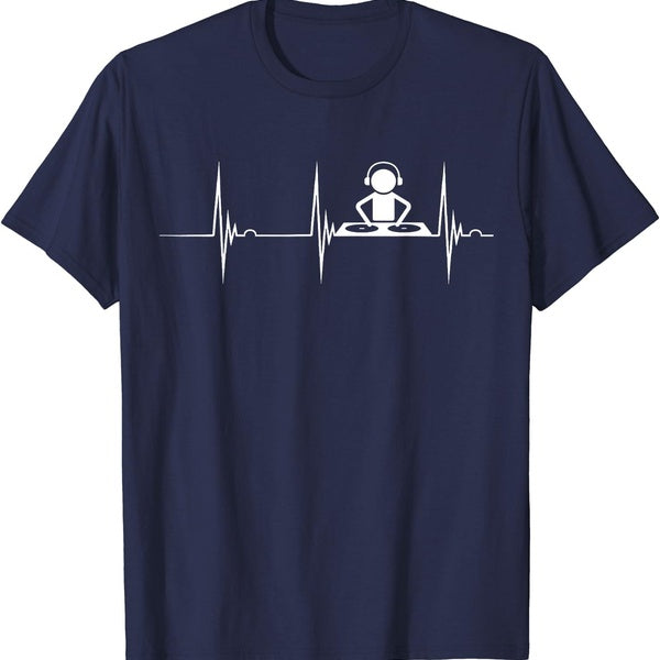 DJ Techno Turntable DJ Heartbeat EKG Pulse Dance Music T-Shirt