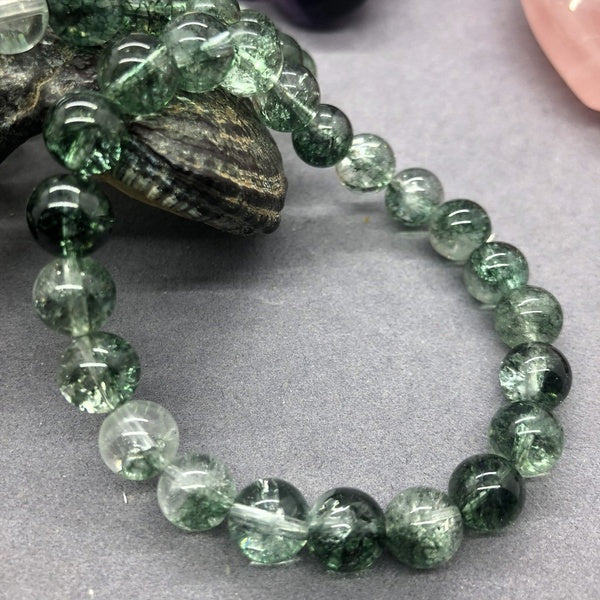 Natural Green Crack Phantom Quartz Beads Bracelet Charms for Female 6-12mm