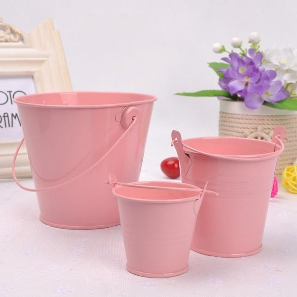 1PCS Mini Silver Metal Buckets Tin Pail Containers Decorative Buckets with Handle for Crafts, Party Favors, Candy, Snack and Small Plant