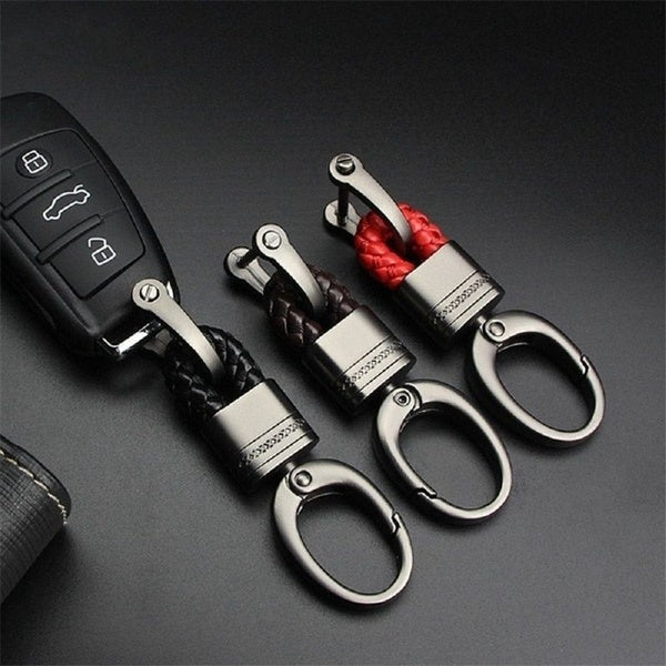Fashion Car Key Holder Key Rings Key Chain Hand Woven Horseshoe Buckle Keychain Car Keyring Gift Creative Auto Accessories