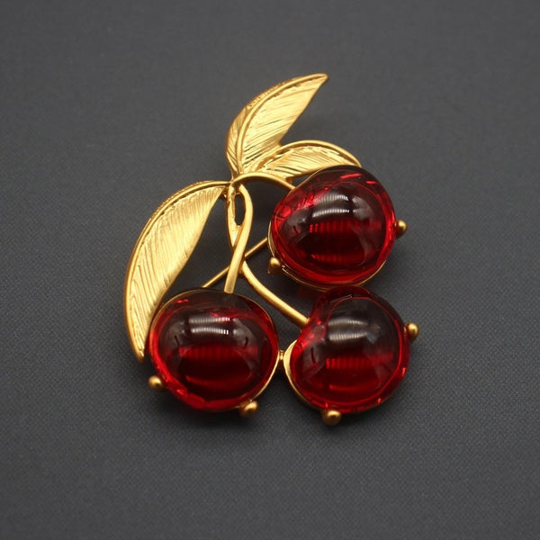 Medieval Red Cherry Glass Female Brooch Accessories Matron Inn