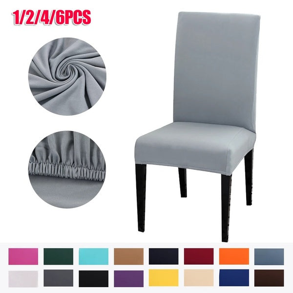 Solid Color Chair Cover Spandex Stretch Elastic Chair Covers Dining Room for Kitchen Wedding Banquet Hotel Seat Slipcovers 1-2-4-6PC