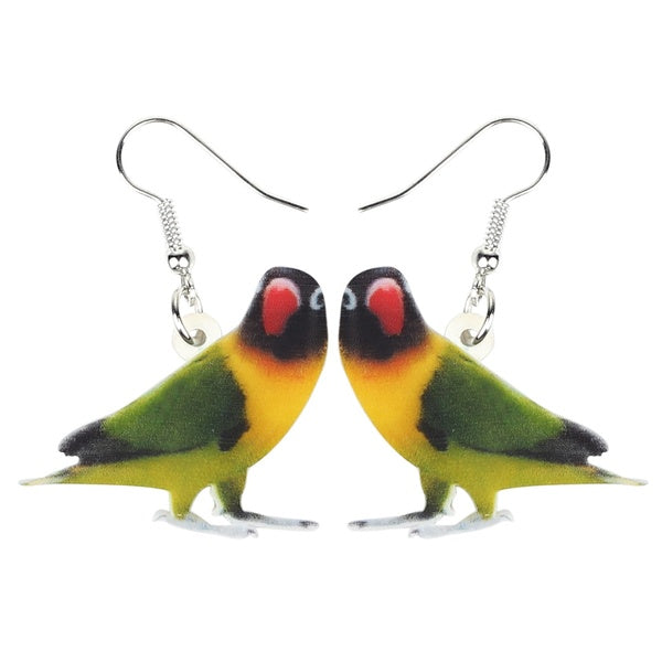 Acrylic Black Masked Lovebirds Parrot Earrings Drop Dangle Jewelry Birds Pendants Decoration Ornaments For Women Teens Girls Friends Charms Gifts Par