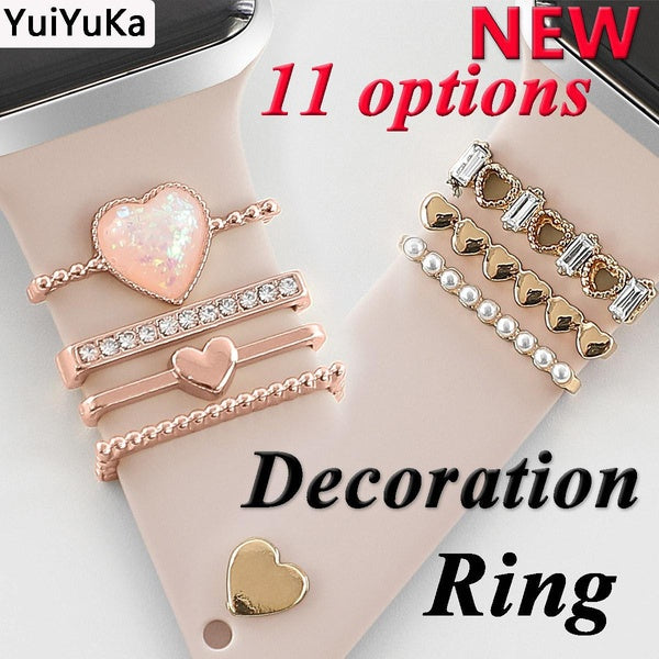 YuiYuKa Decoration Ring for strap for Apple watch band Metal Decorative Charms Diamond Jewelry for iWatch for samsung watchband for huawei watchstrap